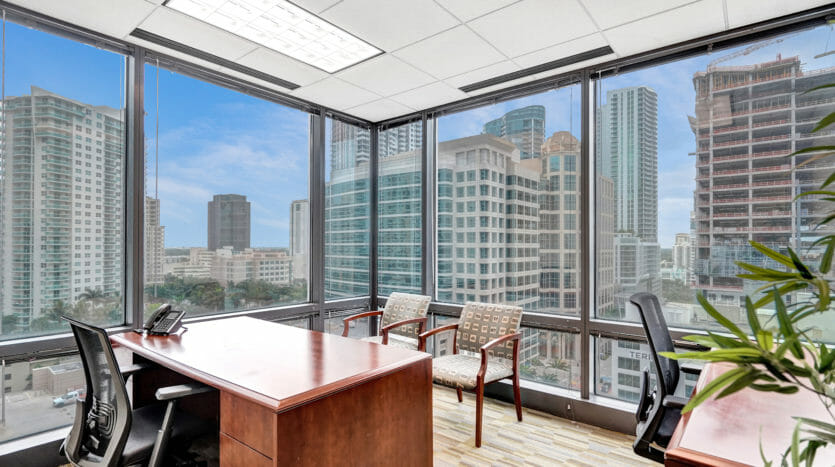 Shared office area with stunning view of Las Olas Boulevard