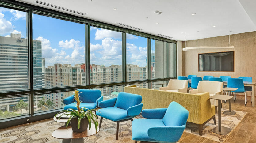 Shared coworking space with gorgeous view of the surrounding Las Olas Boulevard