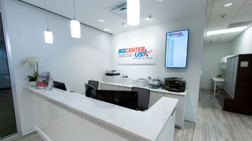 Reception area at Bizcenter USA in Orlando