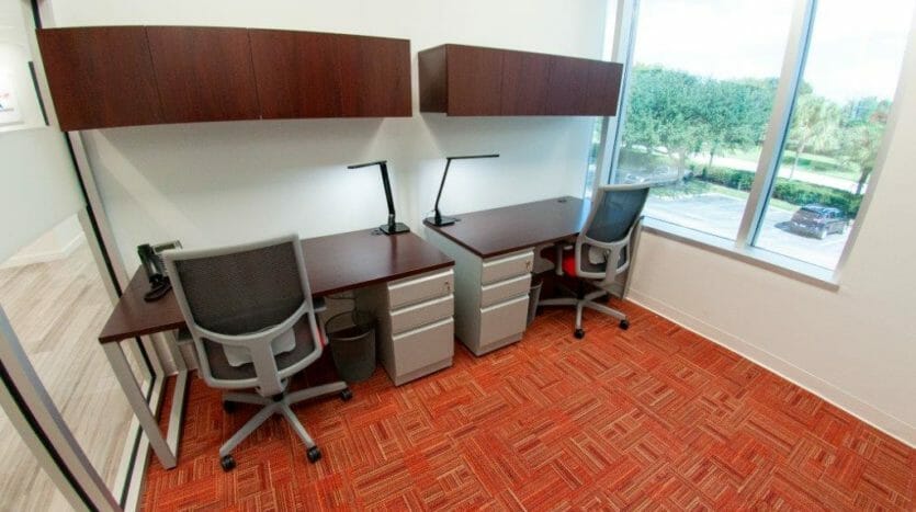 2 person desk area in executive suites at Orlando, Florida
