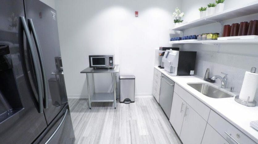 Kitchen area at shared office spaces at Bizcenter USA in Orlando